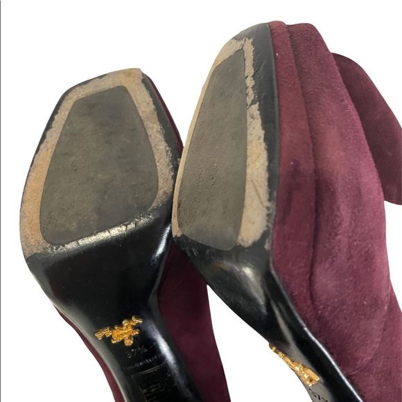 Authentic | Prada | Ruffle Suede Calzature Donna Camoscio Pumps | Sz 37.5 - Picture 5 of 8